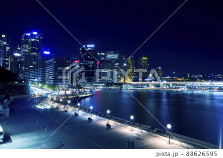 Sydney CBD view at night in Sydney. The Sydney central business district is the main commercial centre of Sydney, New South Wales, Australia. Sydney CBD view at night in Sydney. The Sydney central business district is the main commercial centre of Sydney, New South Wales, Australia. 88626595