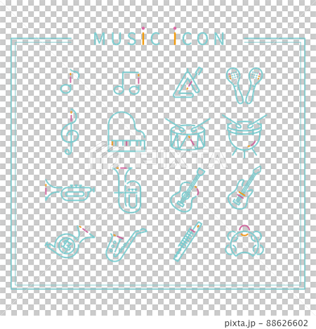 三色線描圖標音樂和樂器 三色線描圖標音樂和樂器 88626602