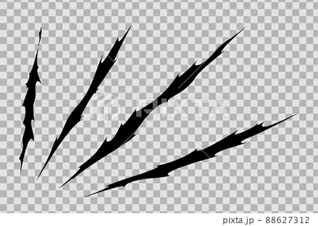 Claw scratches of wild animal. Cat scratches marks isolated in transparent background. Vector illustration 88627312