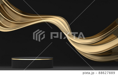 Abstract black stage podium decoration suitable for products.3D rendering 88627889