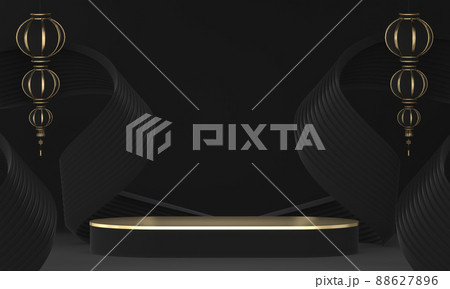 black stage podium decoration suitable for products.3D rendering 88627896