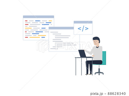 プログラミング・タイピング・コーディングのイラスト素材 88628340