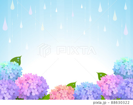 紫陽花と雨の背景フレーム 88630322