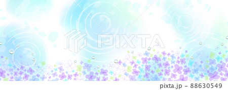 ぼんやりとした水面と紫陽花の幻想的なイラスト 88630549