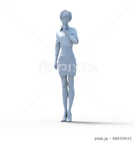 お静かに！　ホワイトカラー　perming3DCGイラスト素材 88630635