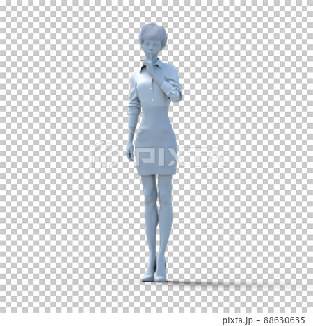 お静かに！　ホワイトカラー　perming3DCGイラスト素材 88630635