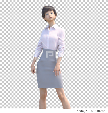 Female employee looking up perming3DCG illustration material Female employee looking up perming3DCG illustration material 88630784