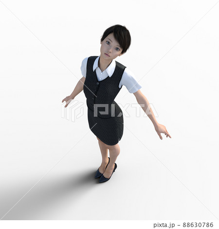 見上げる女性社員　　perming3DCG　イラスト素材 88630786