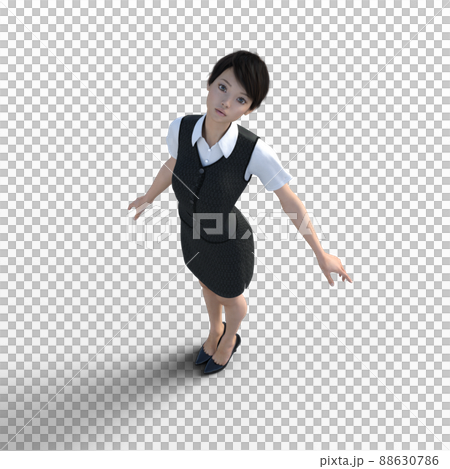 Female employee looking up perming3DCG illustration material Female employee looking up perming3DCG illustration material 88630786