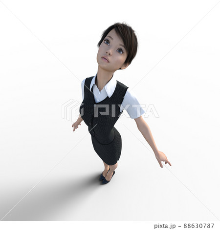 見上げる女性社員 perming3DCG イラスト素材 見上げる女性社員 perming3DCG イラスト素材 88630787