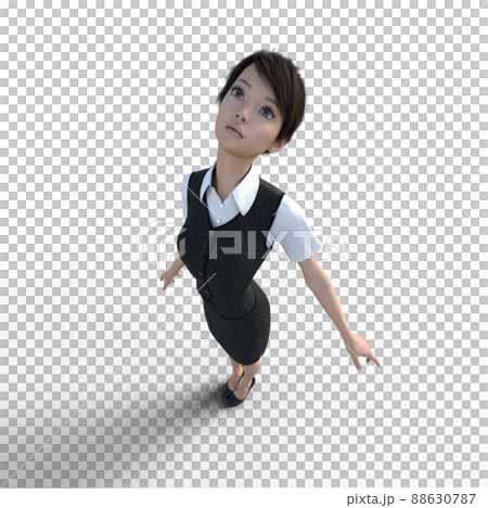見上げる女性社員 perming3DCG イラスト素材 見上げる女性社員 perming3DCG イラスト素材 88630787