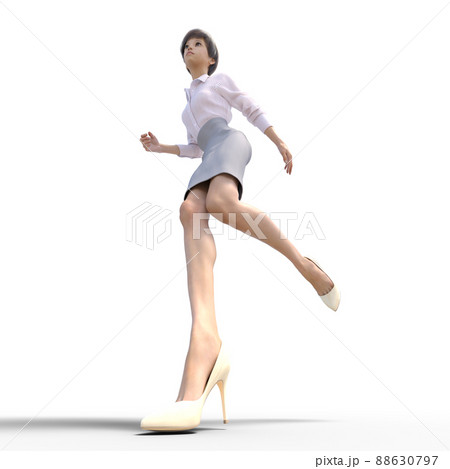 走る女性社員　　perming3DCG　イラスト素材 88630797
