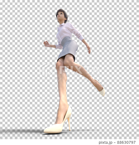 走る女性社員　　perming3DCG　イラスト素材 88630797