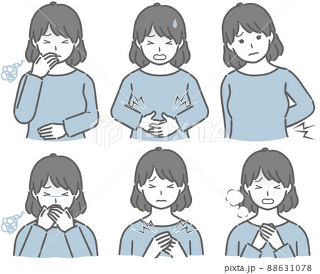 体調の悪い私服の若い女性 88631078