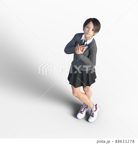 見上げる女子高生　perming3DCGイラスト素材 88631278