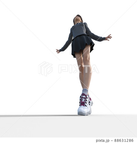 見上げる女子高生　perming3DCGイラスト素材 88631286