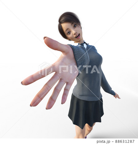 手を開く女子高生 Perming3dcgイラスト素材のイラスト素材