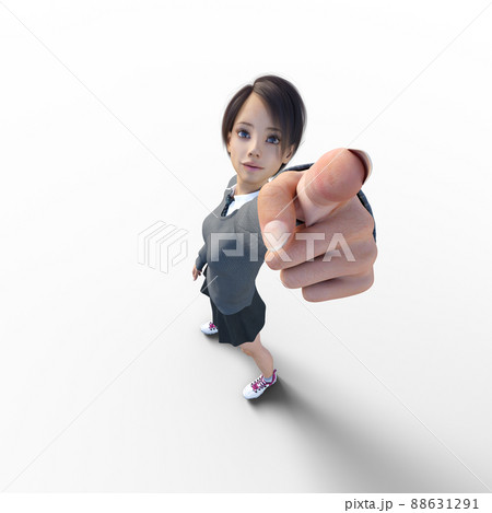 指差す女子高生　perming3DCGイラスト素材 88631291