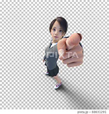 指差す女子高生　perming3DCGイラスト素材 88631291