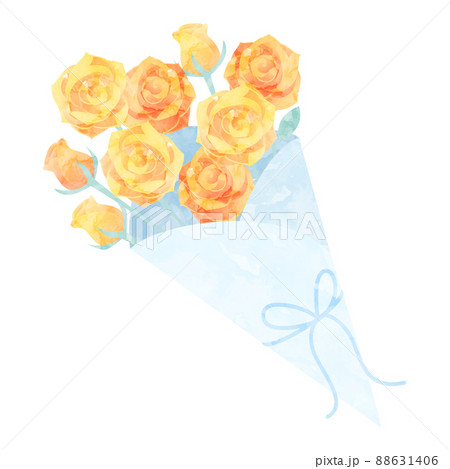 父の日の黄色いバラの花の花束のベクターイラストフレーム背景 88631406