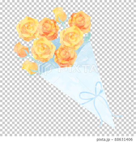 父の日の黄色いバラの花の花束のベクターイラストフレーム背景 88631406