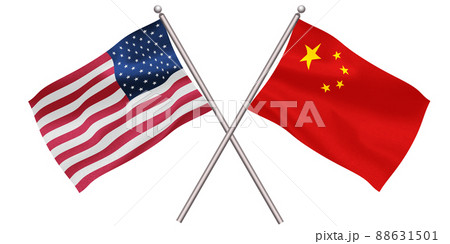 アメリカ　中国　国旗　アイコン 88631501