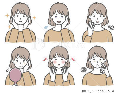 顔の肌に関する色々　私服の若い女性 88631518