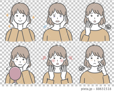 顔の肌に関する色々　私服の若い女性 88631518