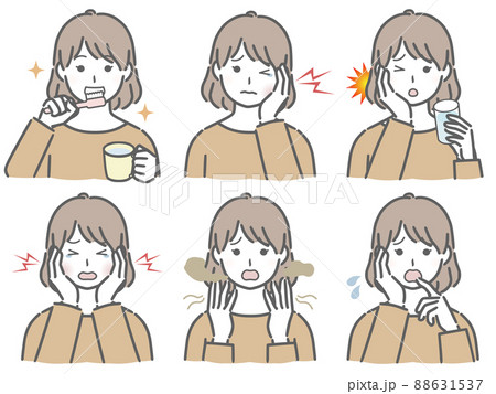 口の中に異常がある私服の若い女性 88631537