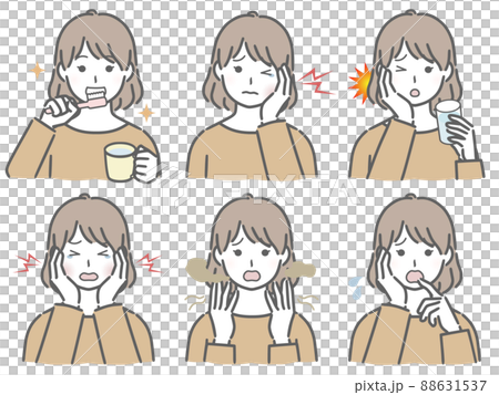 口の中に異常がある私服の若い女性 88631537