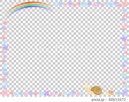 Hydrangea, snail and rainbow frame 88631672