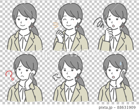 Diagonal facial expression set for young women in suits Diagonal facial expression set for young women in suits 88631909