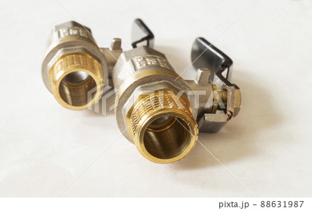 Faucet from brass on white background Faucet from brass on white background 88631987