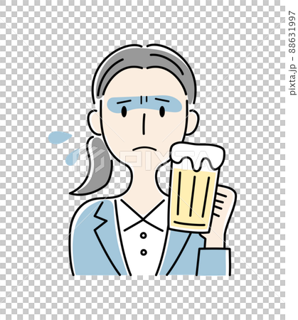 Vector illustration of a woman who feels sick after drinking beer Vector illustration of a woman who feels sick after drinking beer 88631997
