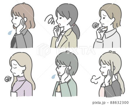 困る若い女性の横向き上半身セット(仕事向きの服装) 困る若い女性の横向き上半身セット(仕事向きの服装) 88632300