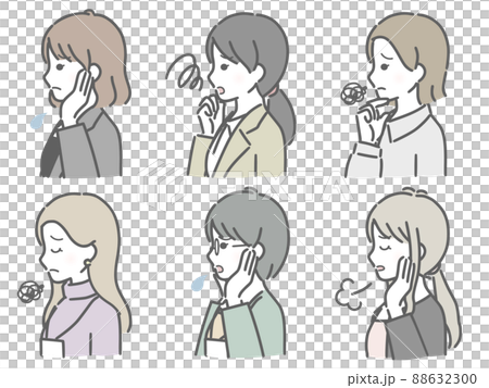 困る若い女性の横向き上半身セット(仕事向きの服装) 困る若い女性の横向き上半身セット(仕事向きの服装) 88632300