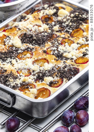 plum pie with poppy seeds and crumble plum pie with poppy seeds and crumble 88633076