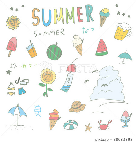 手描きの夏イラスト Hand drawnのイラスト素材 [88633398] - PIXTA