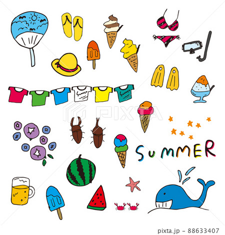 手描きの夏イラスト Hand drawnのイラスト素材 [88633407] - PIXTA