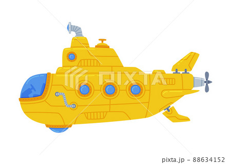 Yellow Submarine Watercraft Swimming Underwater Vector Illustration 88634152
