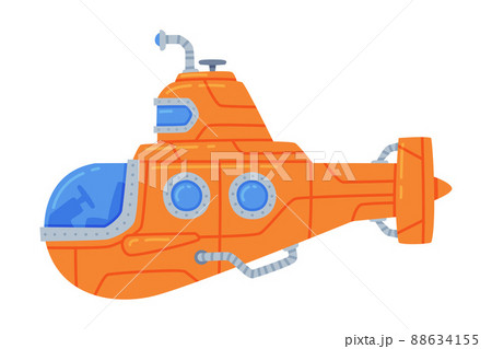 Red Submarine Watercraft Swimming Underwater Vector Illustration Red Submarine Watercraft Swimming Underwater Vector Illustration 88634155