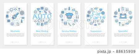 Blue car parts white banners set for website and mobile app vector Blue car parts white banners set for website and mobile app vector 88635939
