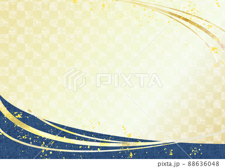 和風の金色・紺色の背景 88636048