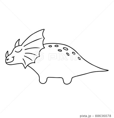 Dinosaur in doodle style. Vector illustration. Cute hand drawn dino. Children's coloring book. Dinosaur in doodle style. Vector illustration. Cute hand drawn dino. Children's coloring book. 88636078