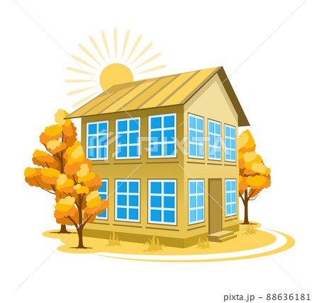 Autumn landscape. House surrounded by trees Autumn landscape. House surrounded by trees 88636181