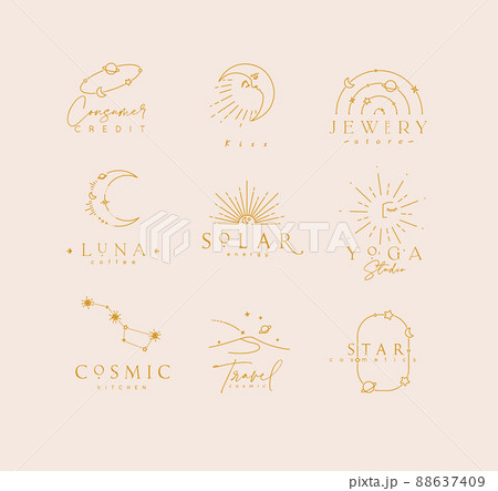 Flat elegance astrology labels with lettering Flat elegance astrology labels with lettering 88637409