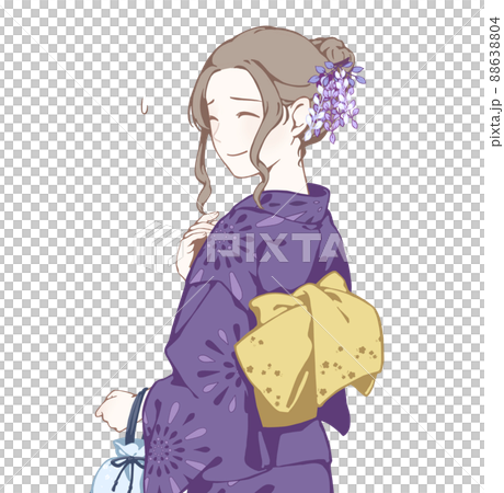 A beautiful woman in a yukata in return (a troubled face / Ara) 88638804