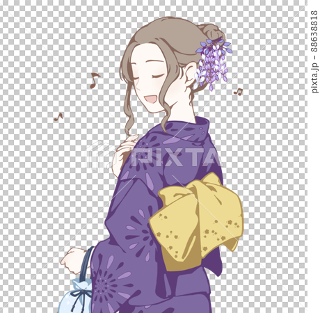 Beautiful woman in yukata (singing / smiling / musical note / festival music) Beautiful woman in yukata (singing / smiling / musical note / festival music) 88638818