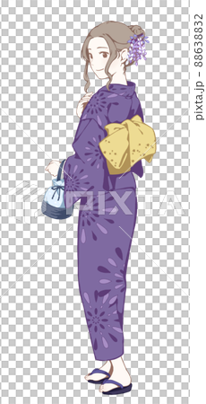Beautiful woman in return wearing a yukata ( Beautiful woman in return wearing a yukata ( 88638832