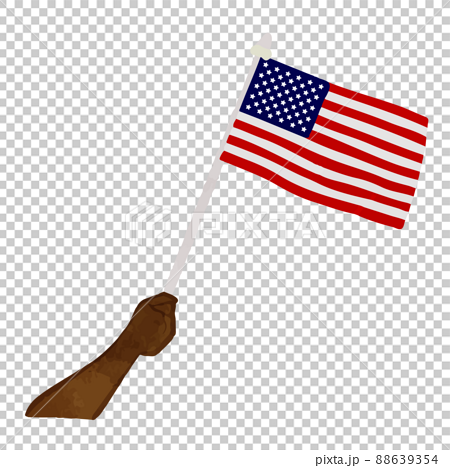 アメリカ国旗を掲げる手 02のイラスト素材